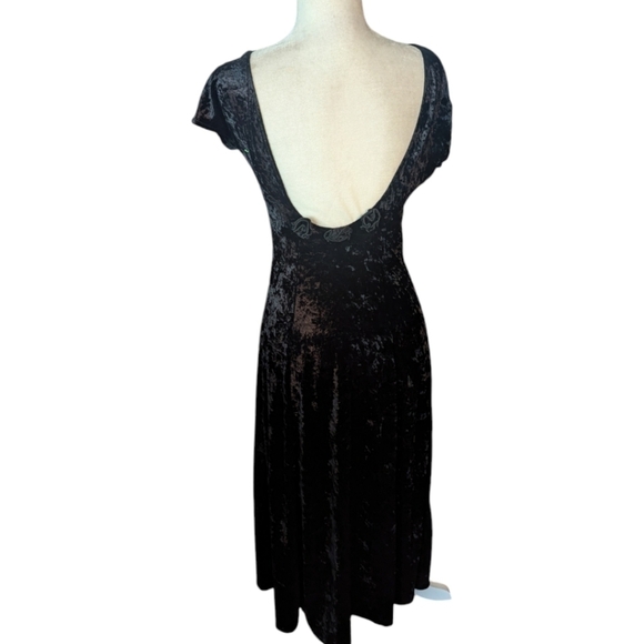 Crushed velvet backless witchy goth 90s Y2k All That Jazz Grunge midi dress sz S - Picture 6 of 11